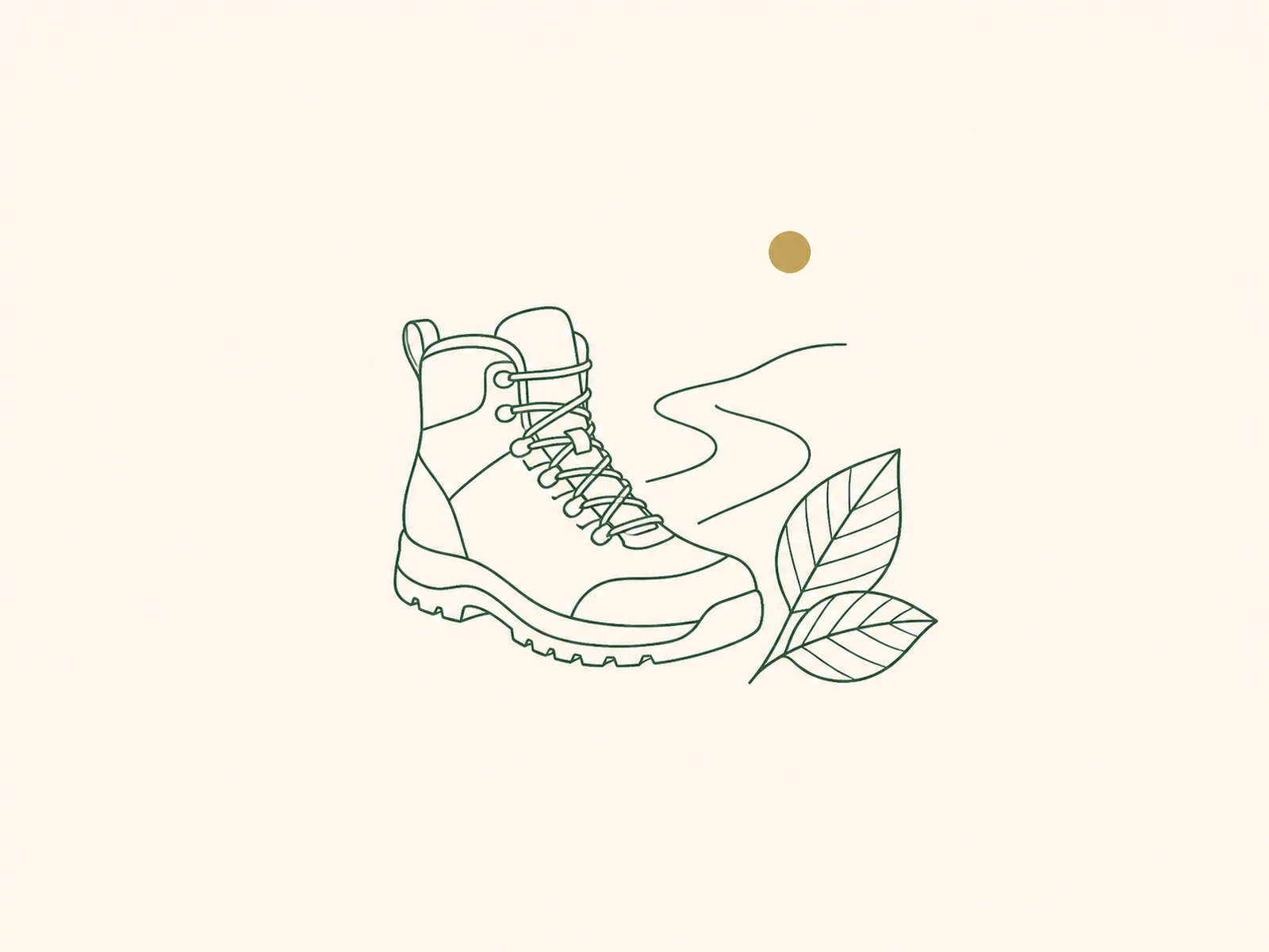 Ilustracja: but trekkingowy przy wijącej się ścieżce